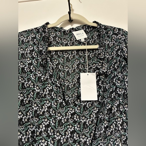 NWT MISA Los Angeles LORENA DRESS  Sapphire Ditzy Black & Green Floral‎ Size S - Picture 13 of 16